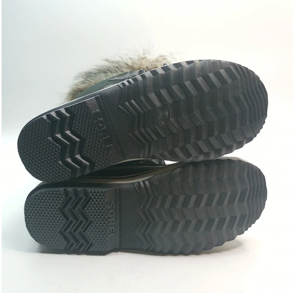 Sorel Joan of Arctic Boot Women Sz 10 Black Waterproof Insulated Faux Fur Suede